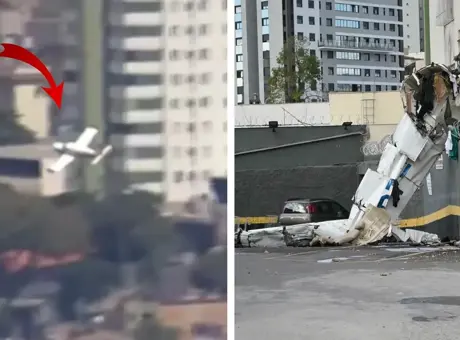 3 katlı apartmana uçak çarptı! Akılalmaz kaza anları kamerada: Ölüler var