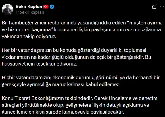 Burger King'deki insanlık ayıbına inceleme: Bakanlık harekete geçti, 'Kabul edilemez'
