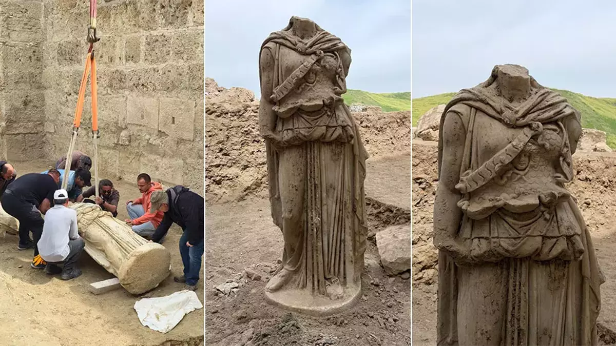 Laodikeia'da molozların arasından 2 metrelik Athena heykeli çıktı