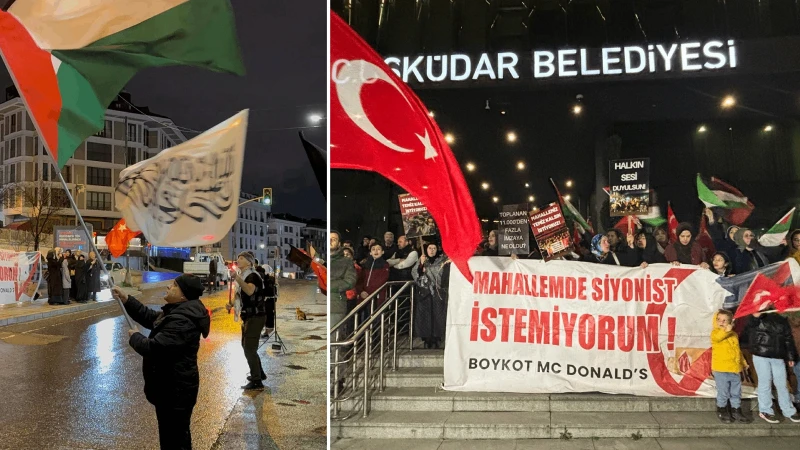 Üsküdar'da mahalle sakinlerinin McDonald's protestosu sürüyor